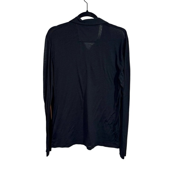 John Varvatos Marty Burnout Polo Long Sleeve Organic Cotton Peace Sign Black - Picture 5 of 7